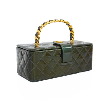 Chanel Matelasse Vanity Bag Women's Leather Vanity Bag Dark Green