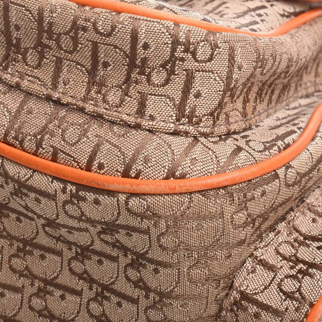 CHRISTIAN DIOR Trotter Canvas Handbag Beige/Orange Women's