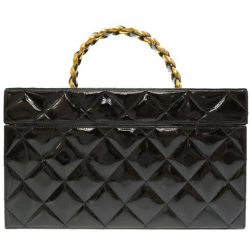 Chanel Matelasse Enamel Black Cocomark Turnlock Vanity Bag