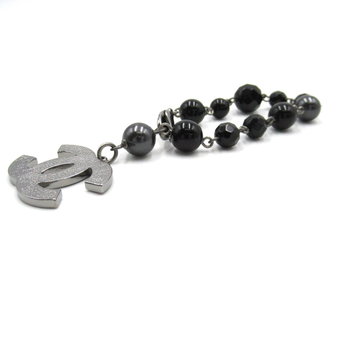 CHANEL A11V Bracelet Black Silver Plastic plating