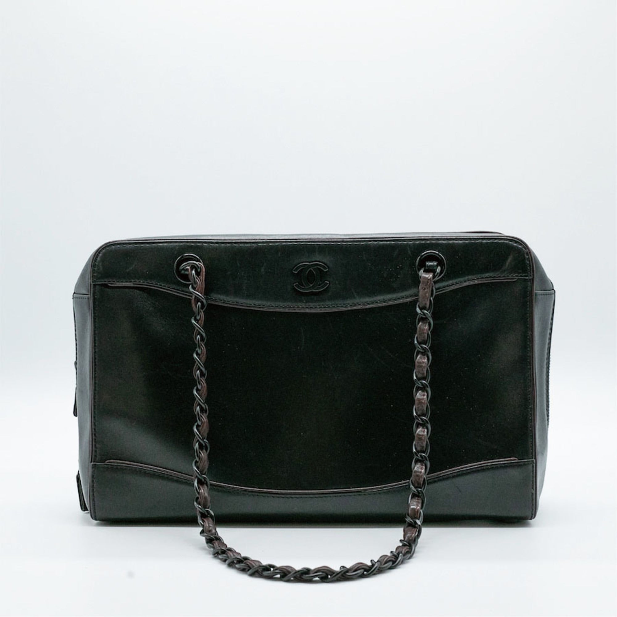 CHANEL Shoulder Bag Coco Mark Chain Calfskin Black Women's PD281