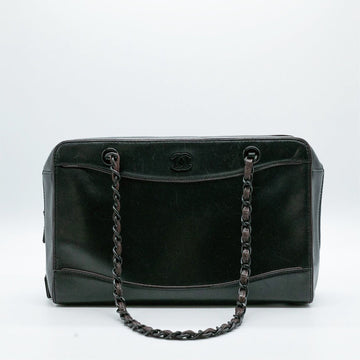 CHANEL Shoulder Bag Coco Mark Chain Calfskin Black Women's PD281