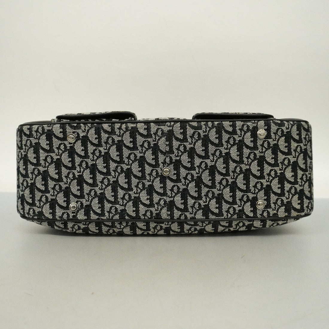 CHRISTIAN DIORAuth  Trotter Double Saddle Women's Canvas Handbag Black