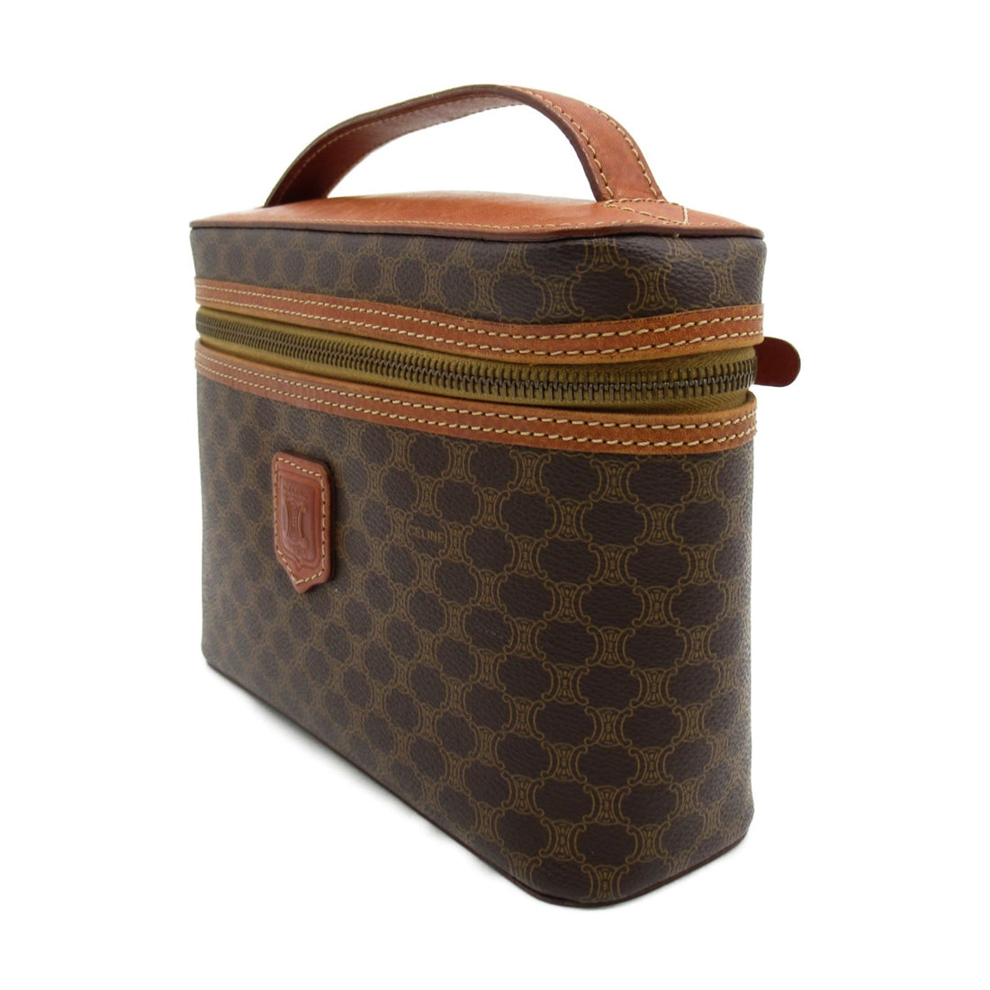 Celine Macadam vanity bag Brown PVC coated canvas