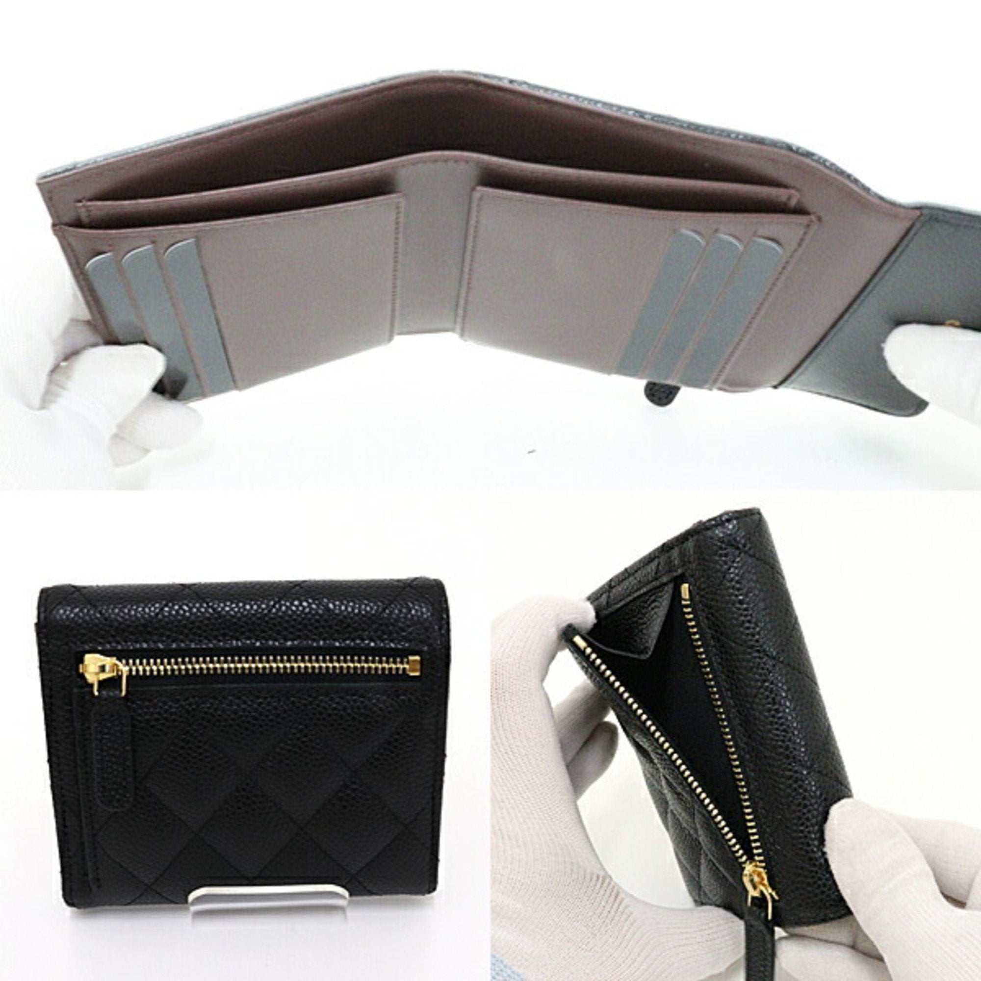 Chanel Matelasse Classic Small Flap AP0231 Caviar Skin 3 Fold Wallet Box