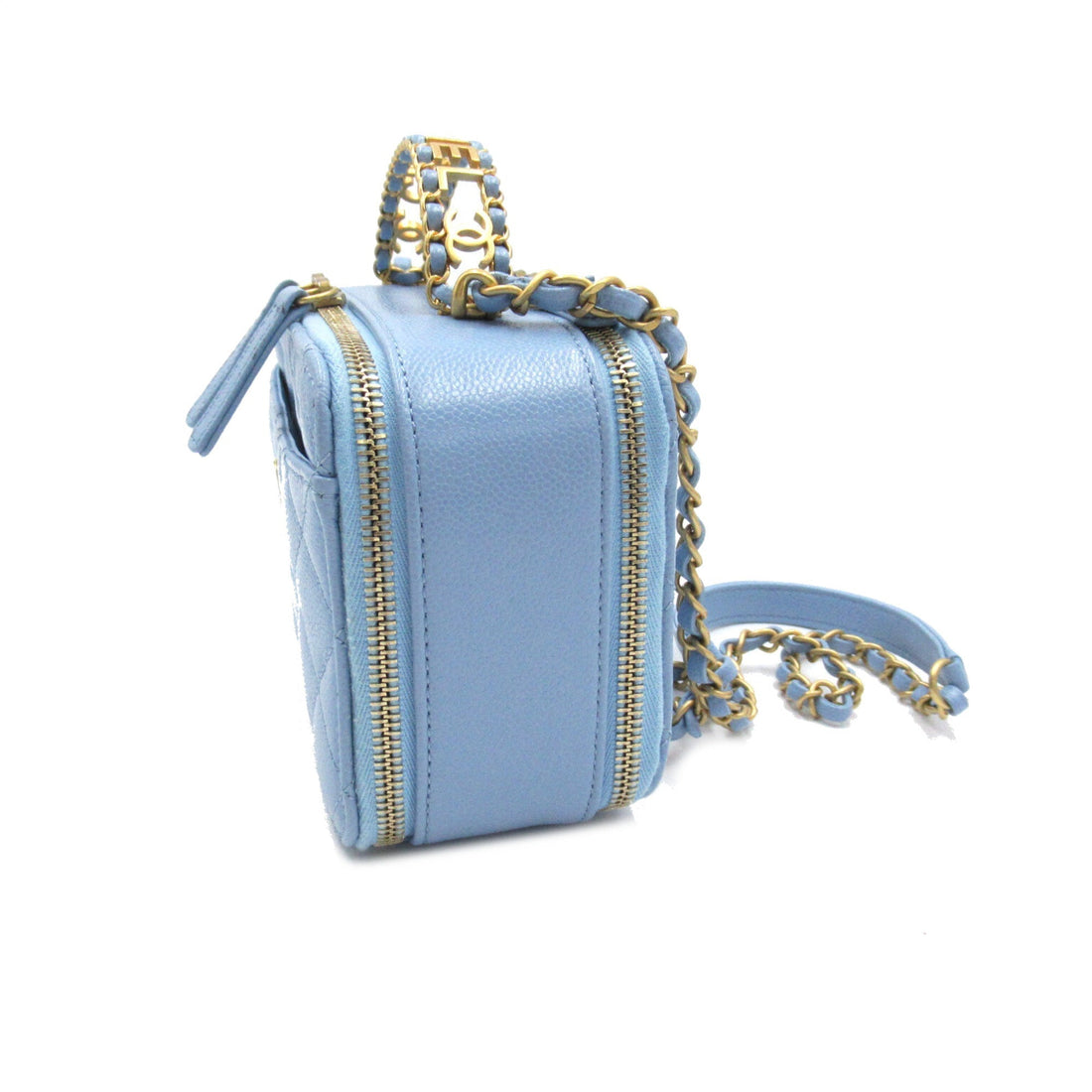 CHANEL 2WAY Vanity ChainShoulder Blue Caviar Skin [Grained Calf]