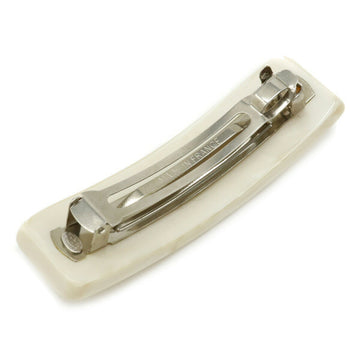 Chanel Coco Mark Plate Barrette Hair Clip Shell Style Ivory White 99A