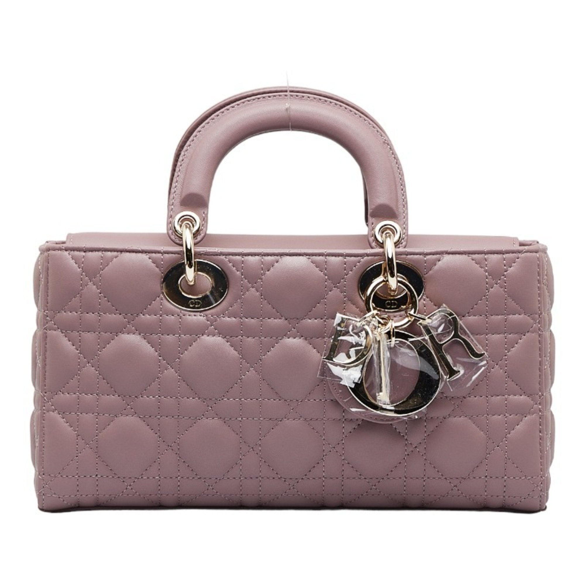 CHRISTIAN DIOR Dior LADY D-JOY Cannage HandBag Shoulder Bag Medium Pink Leather Ladies