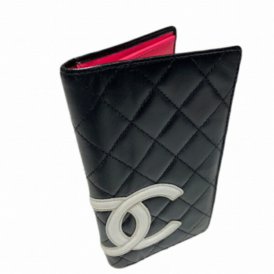 Chanel Cambon Line A26717 Coco Mark Black Bifold Wallet Long Women's