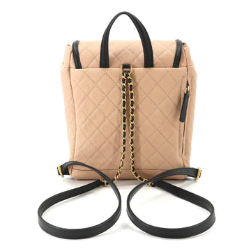 Chanel CC filigree backpack rucksack caviar skin beige black A57090 Filigree Backpack