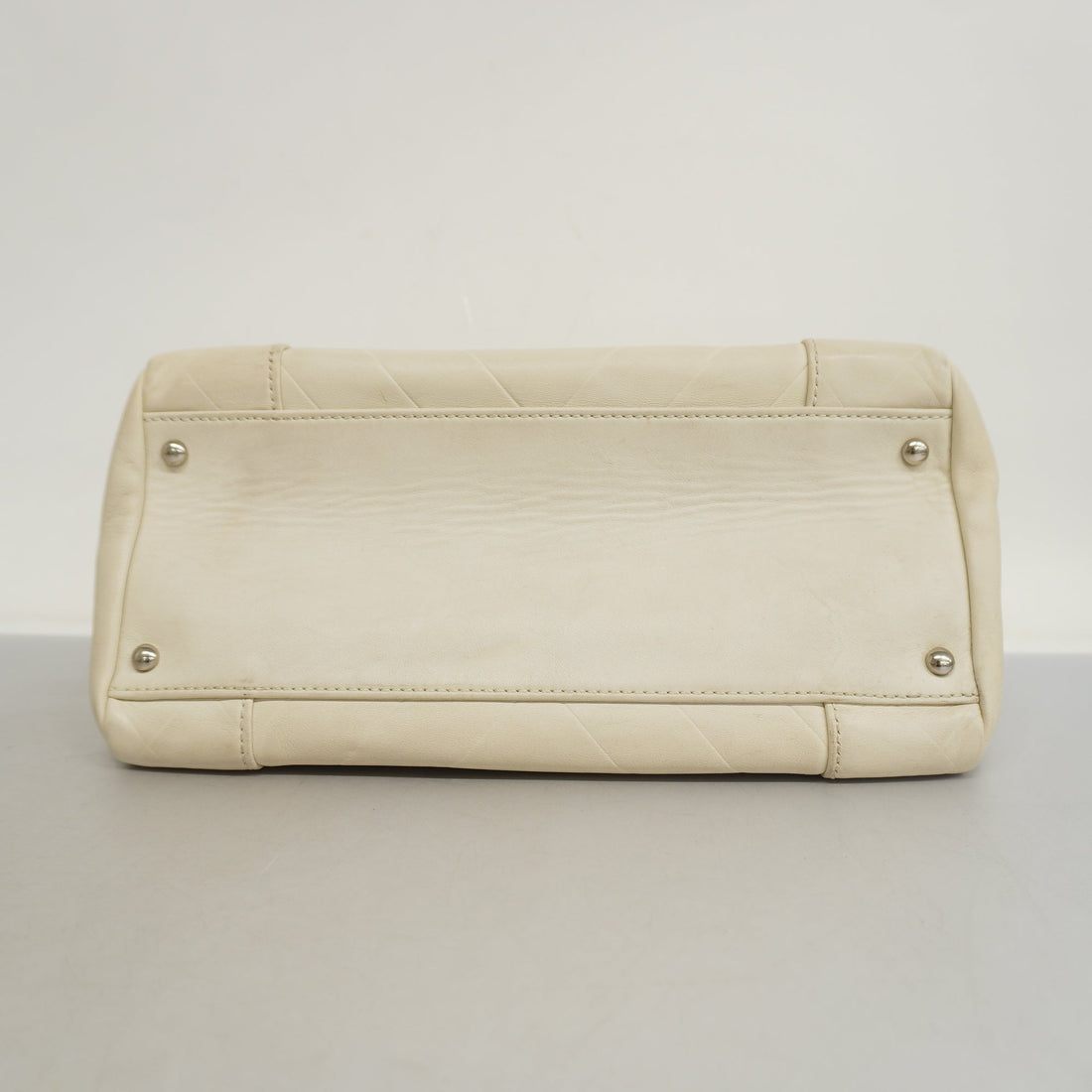 ChanelAuth  V Stitch Women's Leather HandBag White