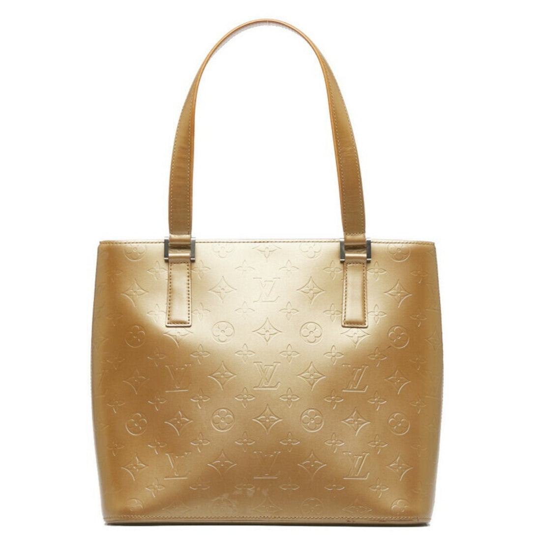 LOUIS VUITTON Monogram Matte Stockton Tote Bag M55117 Ambre Gold Leather Women's