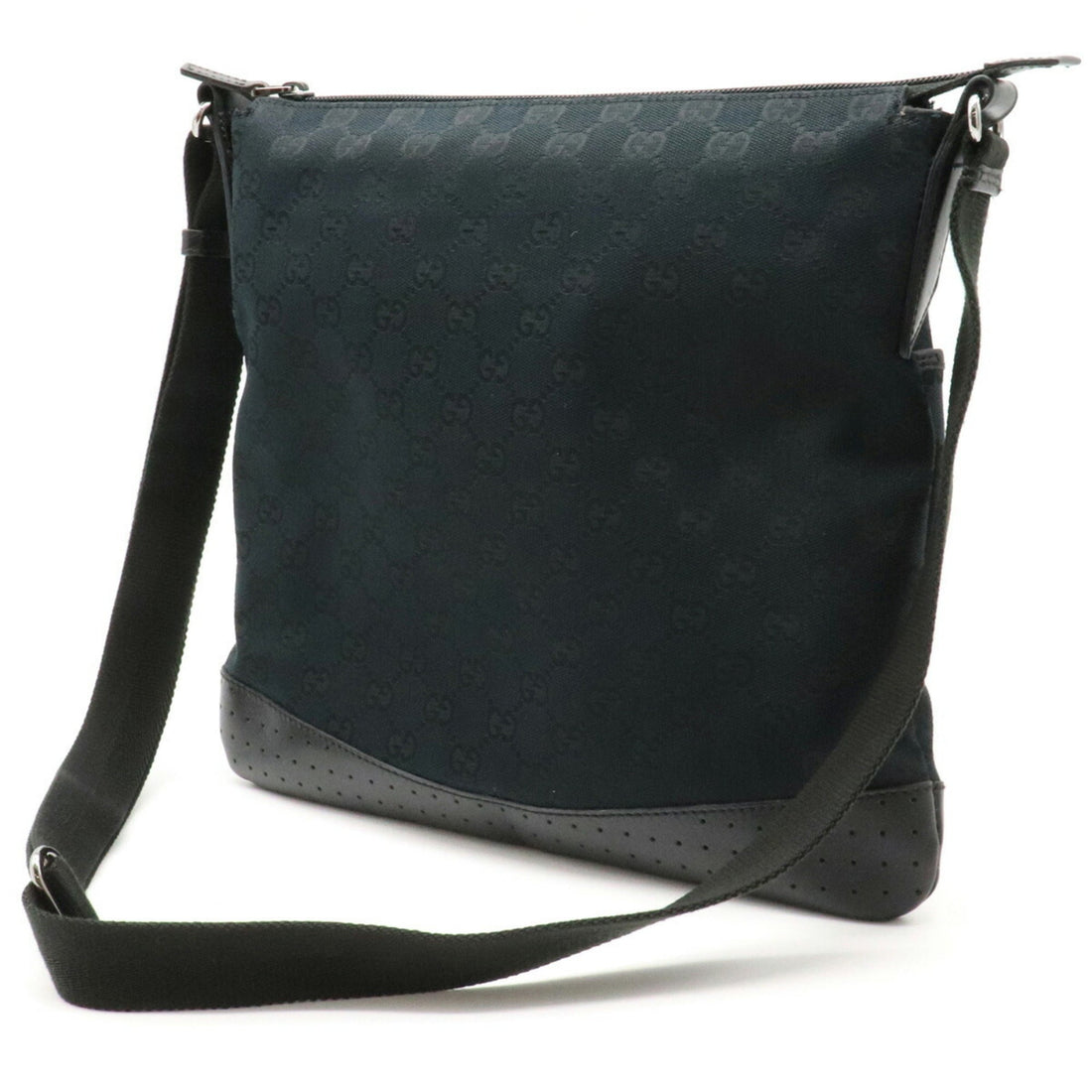 Gucci GG canvas shoulder bag punching leather black 145857