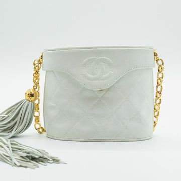 CHANEL Shoulder Bag Matelasse Leather White Gold Women's PD11