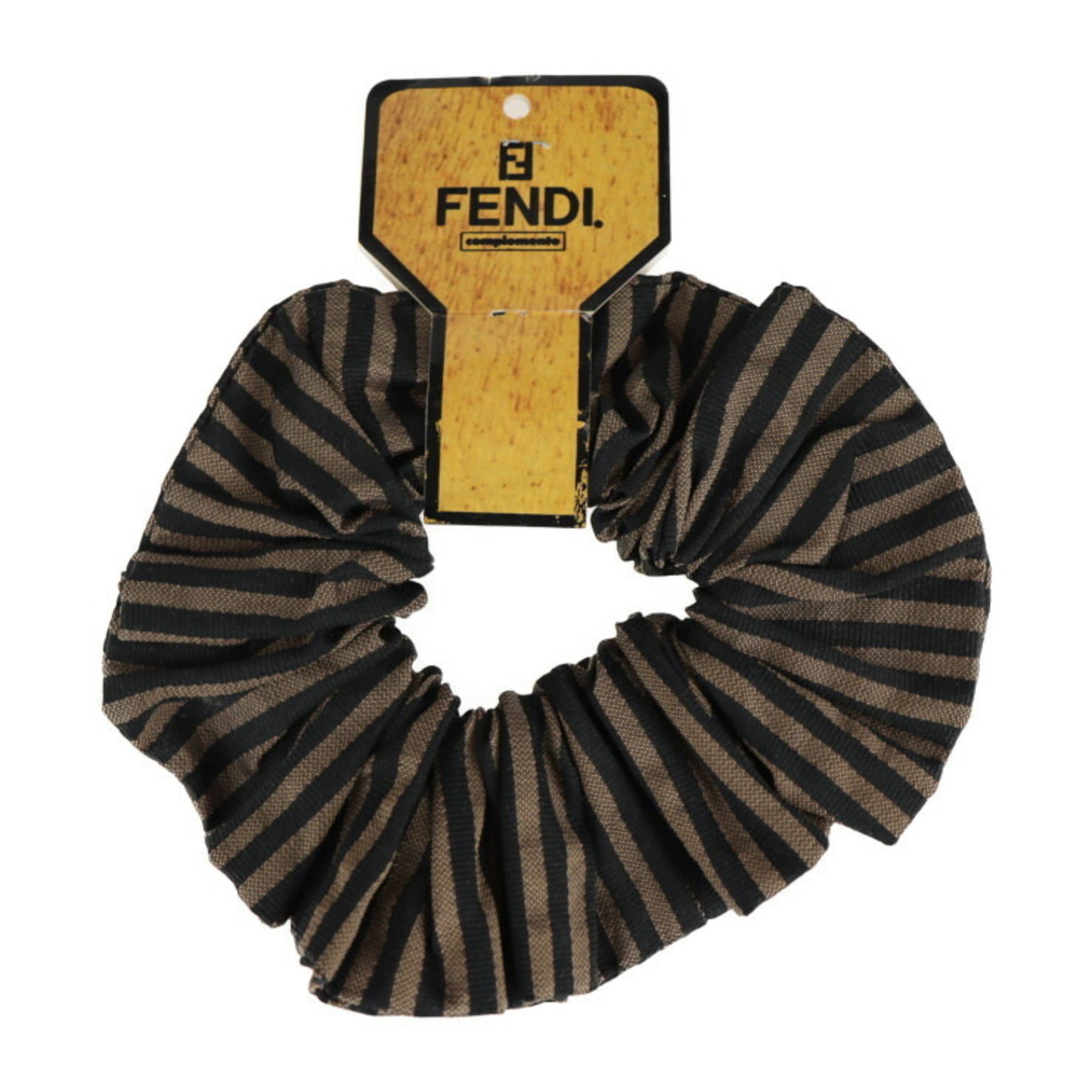 FENDI Scrunchie Pecan Other Fashion Goods Canvas Brown Black Hair Accessories Wraps Elastics