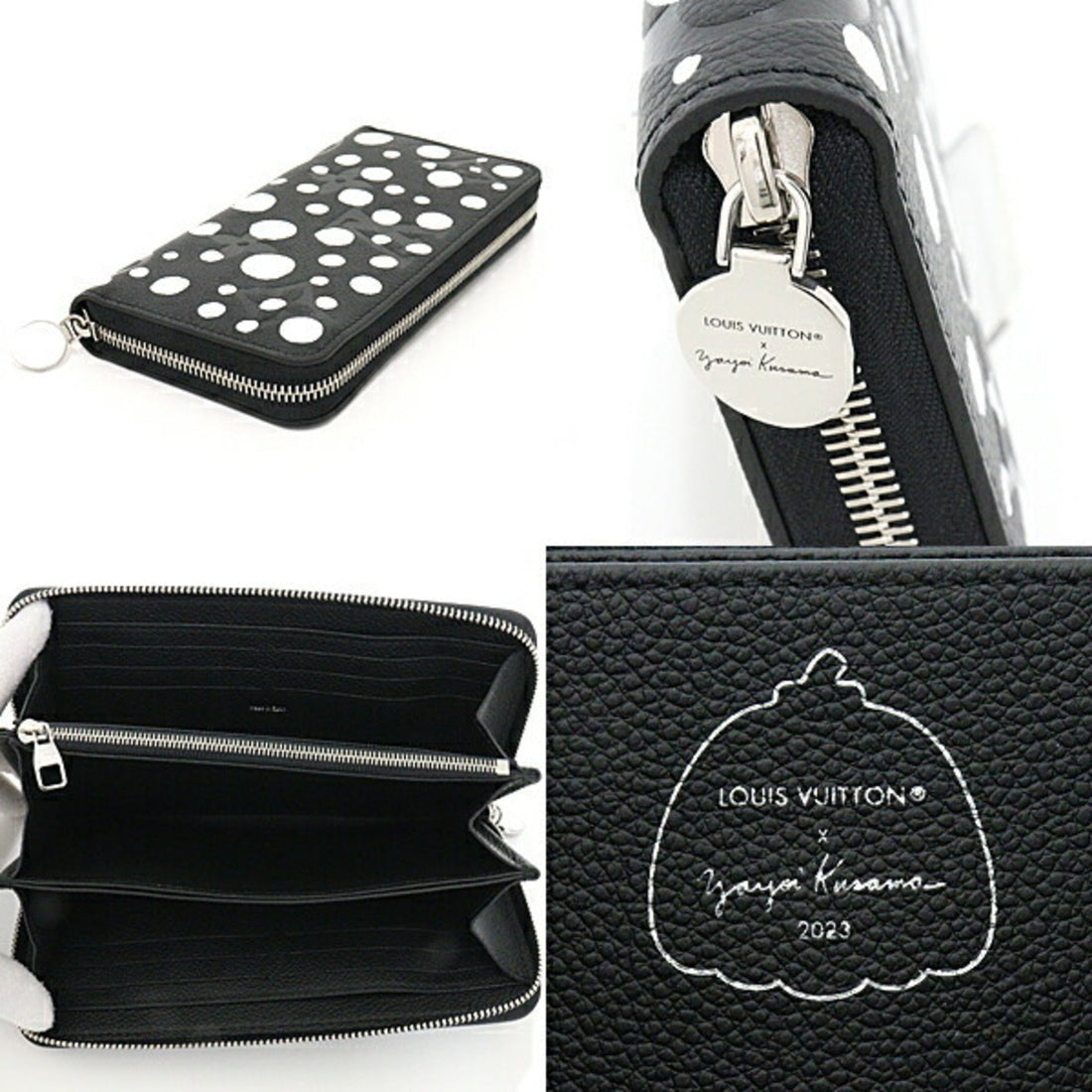 LOUIS VUITTON Yayoi Kusama LV x YK Zippy Round Long Wallet M81906 Black White