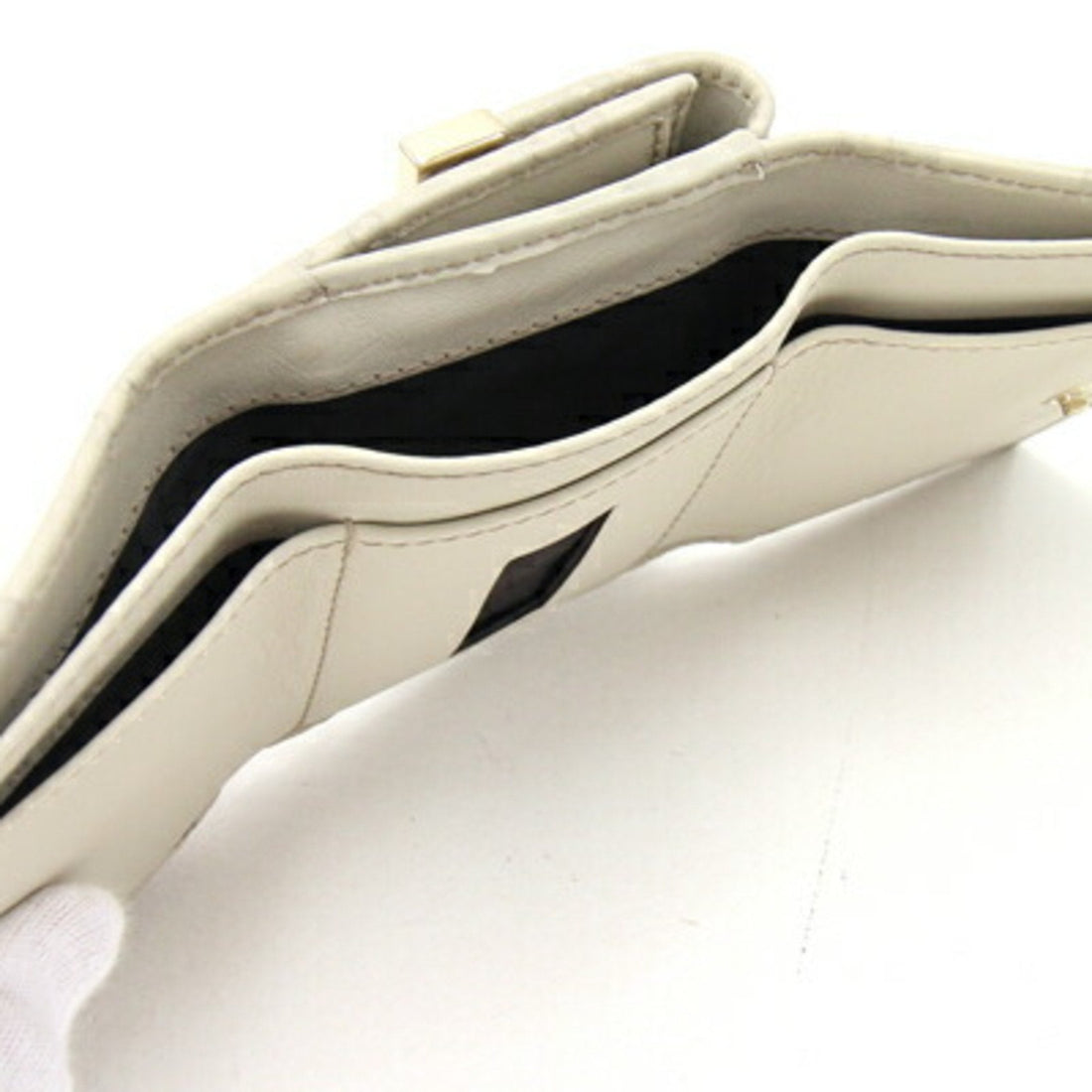 GUCCI Trifold Wallet sima 261502 Ivory Leather Women's