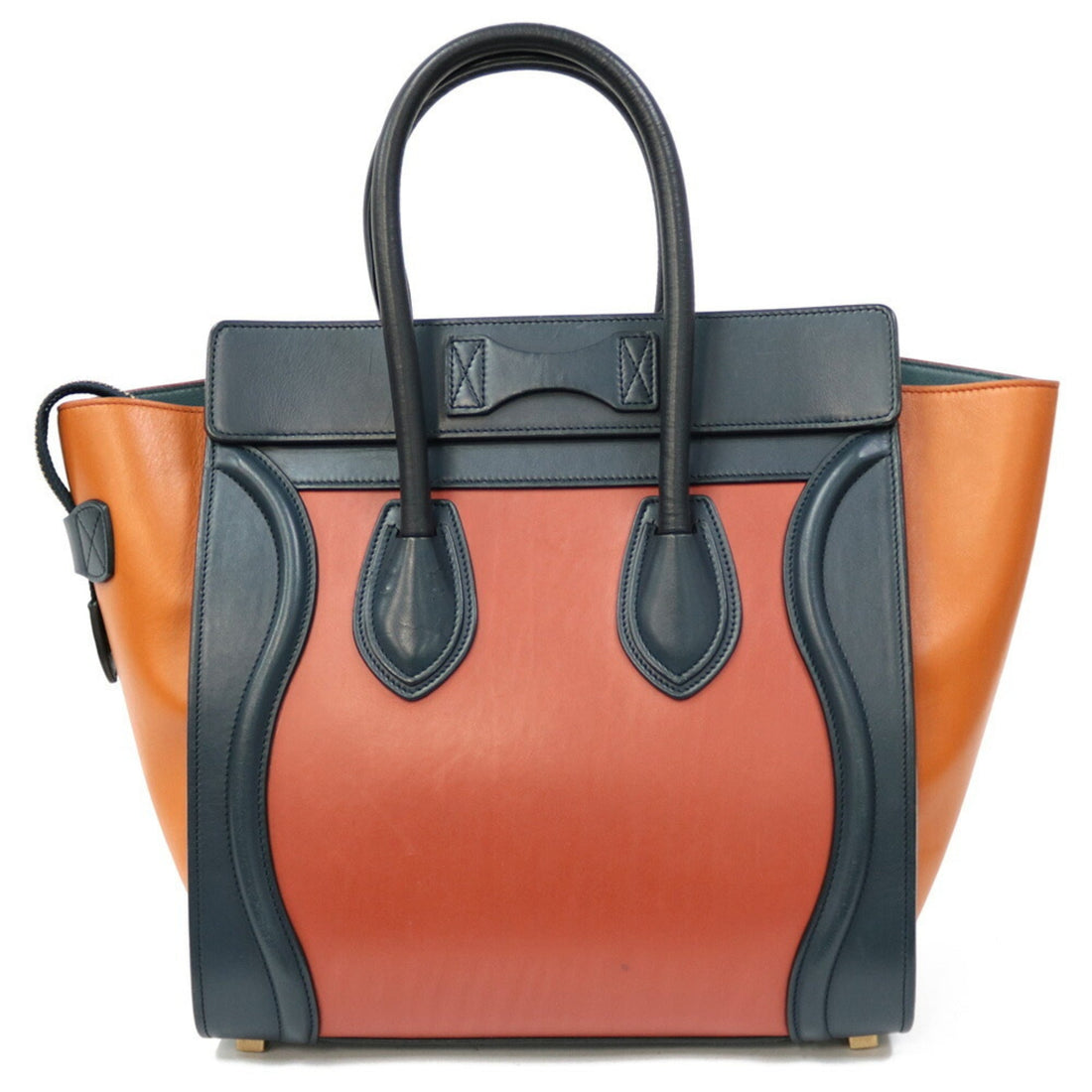 Celine Handbag Luggage Micro Shopper Multicolor Orange Ladies