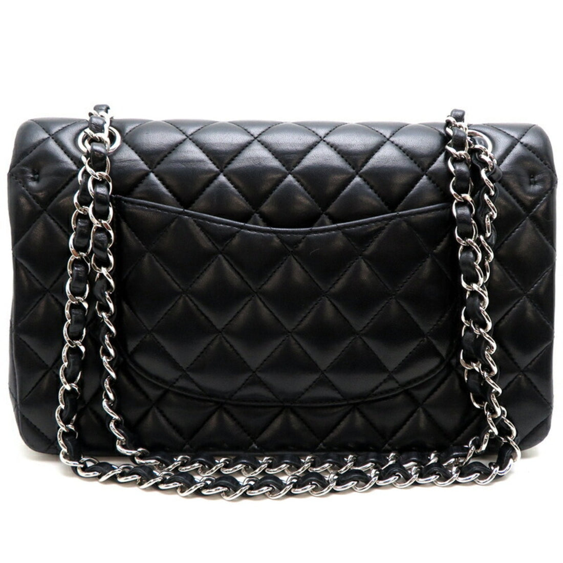Chanel Seal Matelasse Chain Shoulder 25 Women's Bag AO1112 Lambskin Black