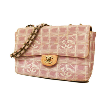 Chanel Shoulder Bag New Travel W Chain Nylon Pink Women's