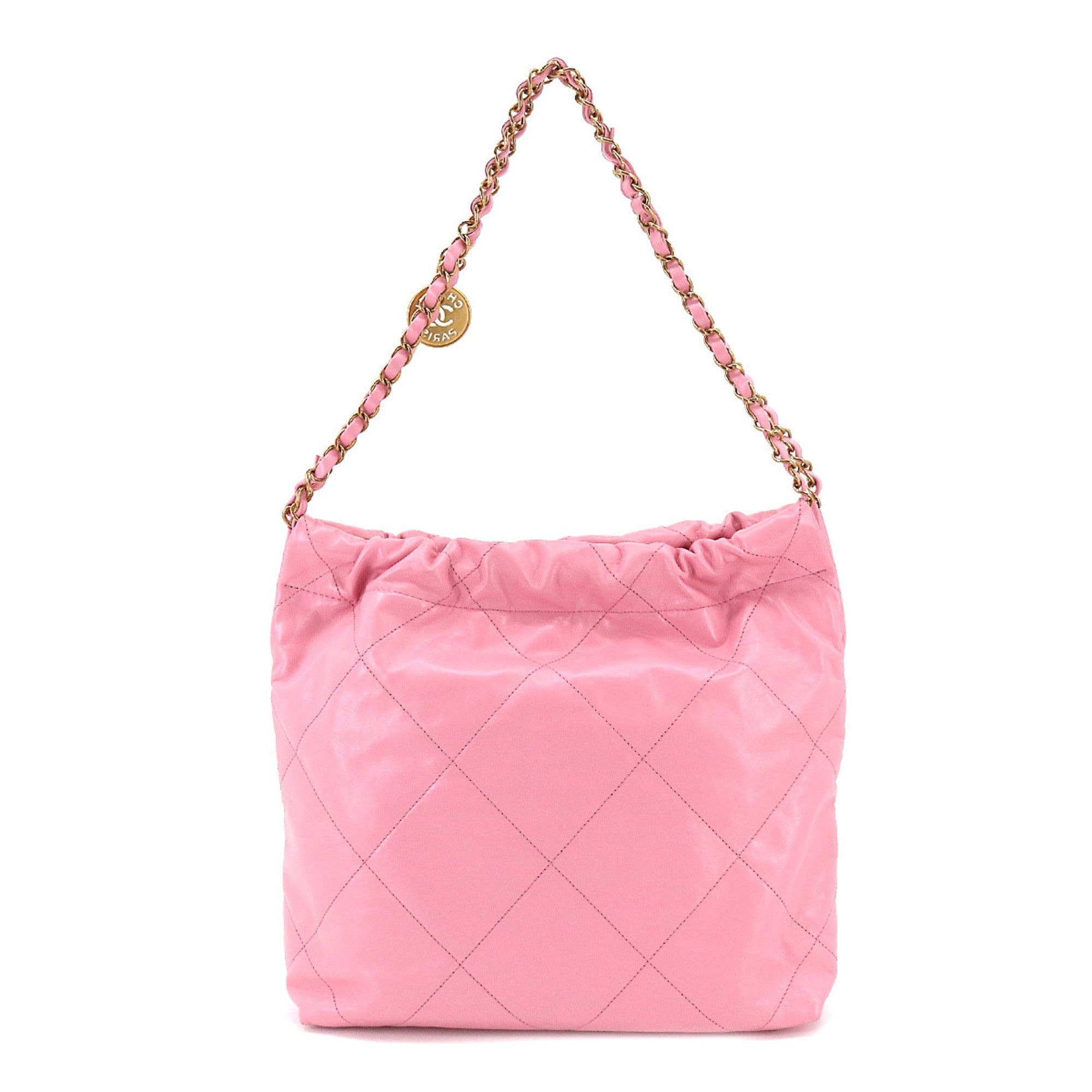 ChanelShoulder Bag with the  22 Small chain shoulder Bag leather pink AS3260 porch