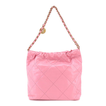ChanelShoulder Bag with the  22 Small chain shoulder Bag leather pink AS3260 porch