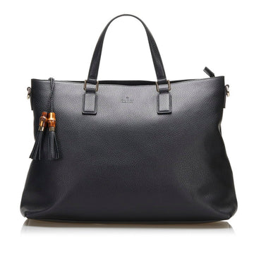 Gucci bamboo tassel tote bag shoulder 365345 black leather ladies Gucci