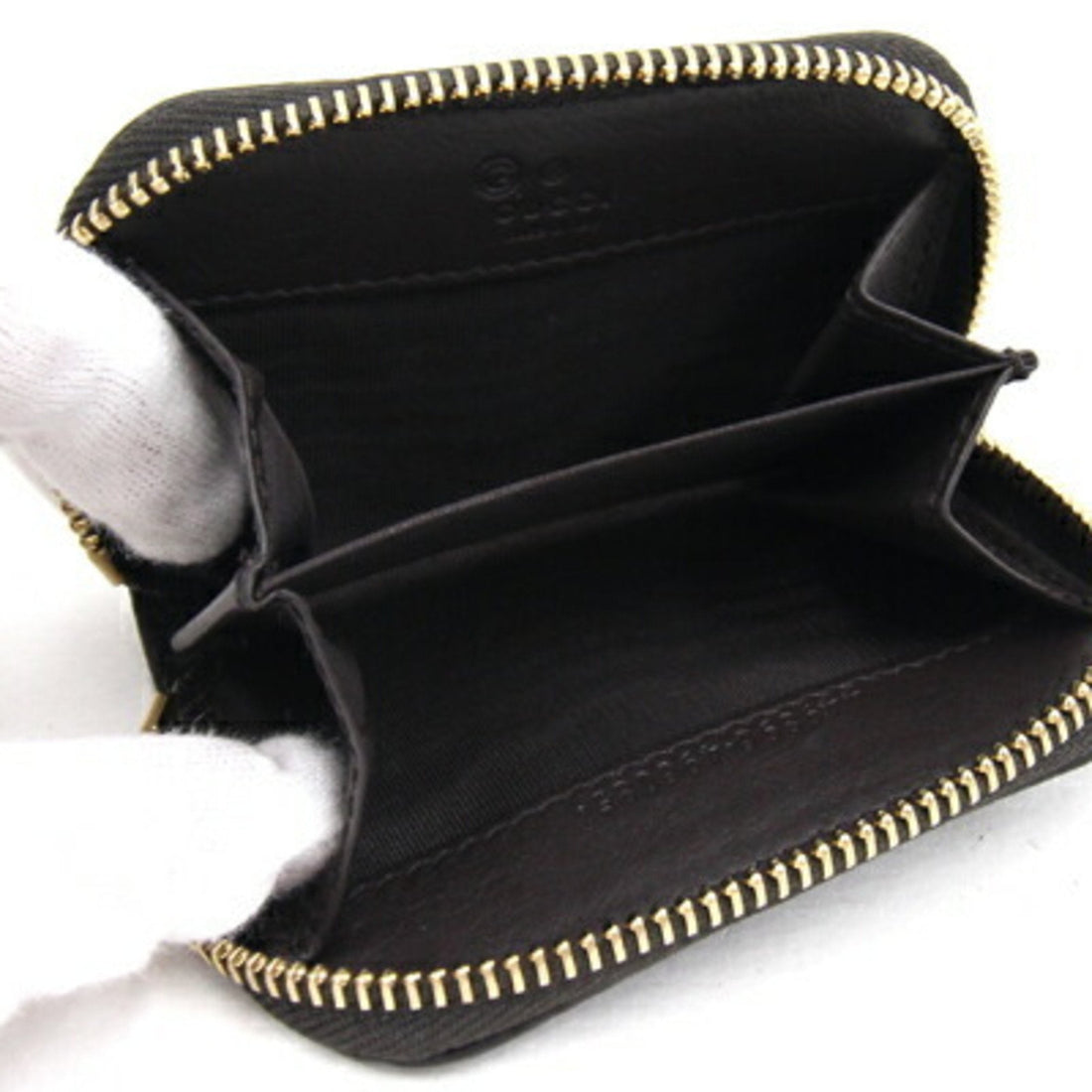 GUCCI Coin Case Micro sima 449896 Brown Leather Purse Holder Wallet Men Women