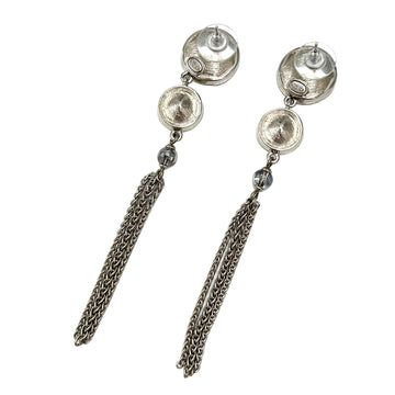 Chanel earrings A18B here mark CC rhinestone crystal silver ladies