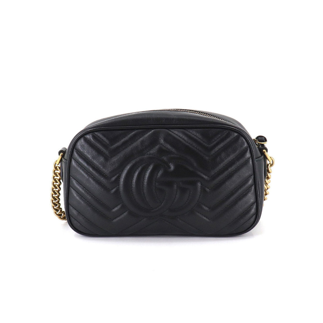 Gucci GG Marmont Quilted Small Chain Shoulder Bag Leather Black 447632