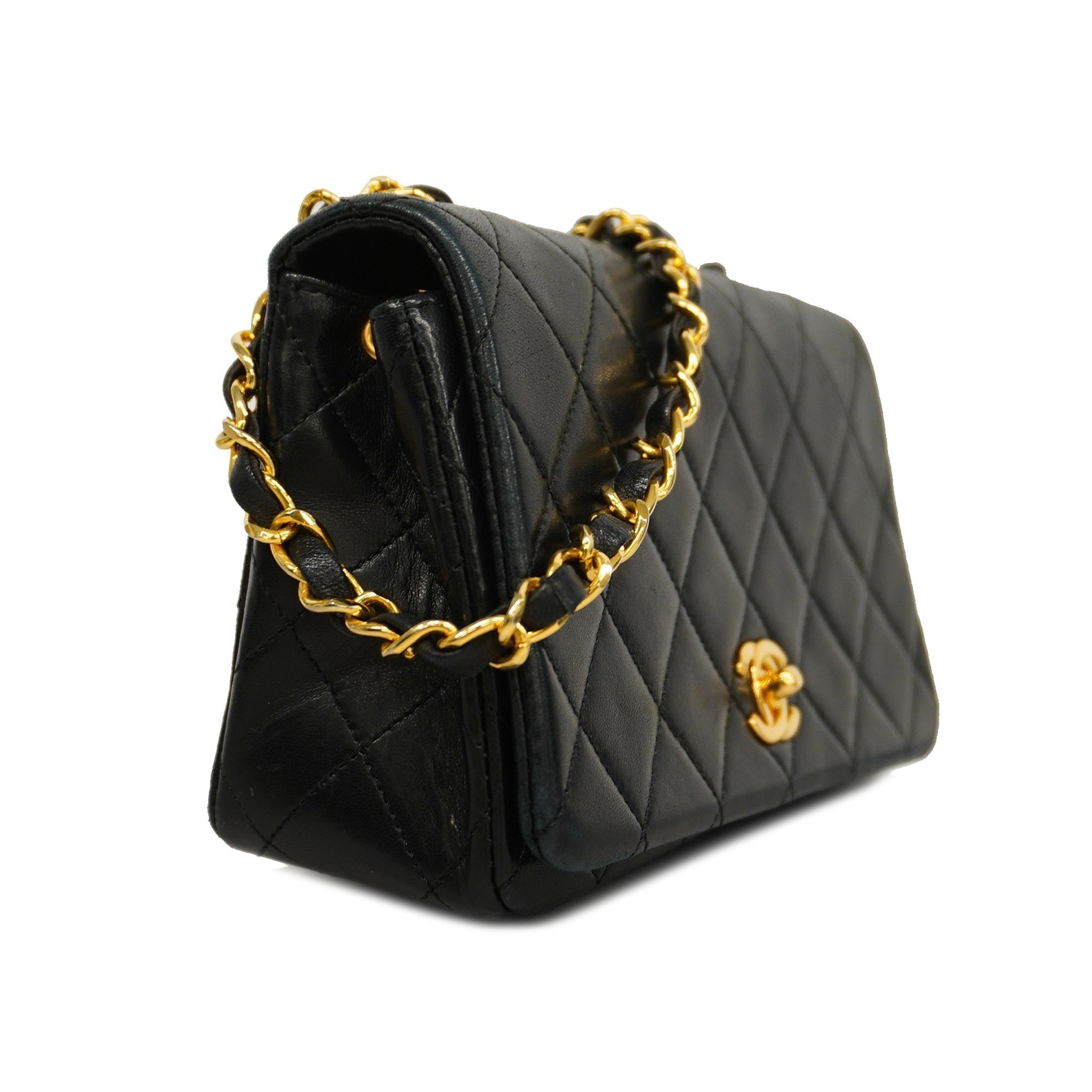 CHANEL Matelasse Chain Shoulder Lambskin Women's Leather Shoulder Bag Black