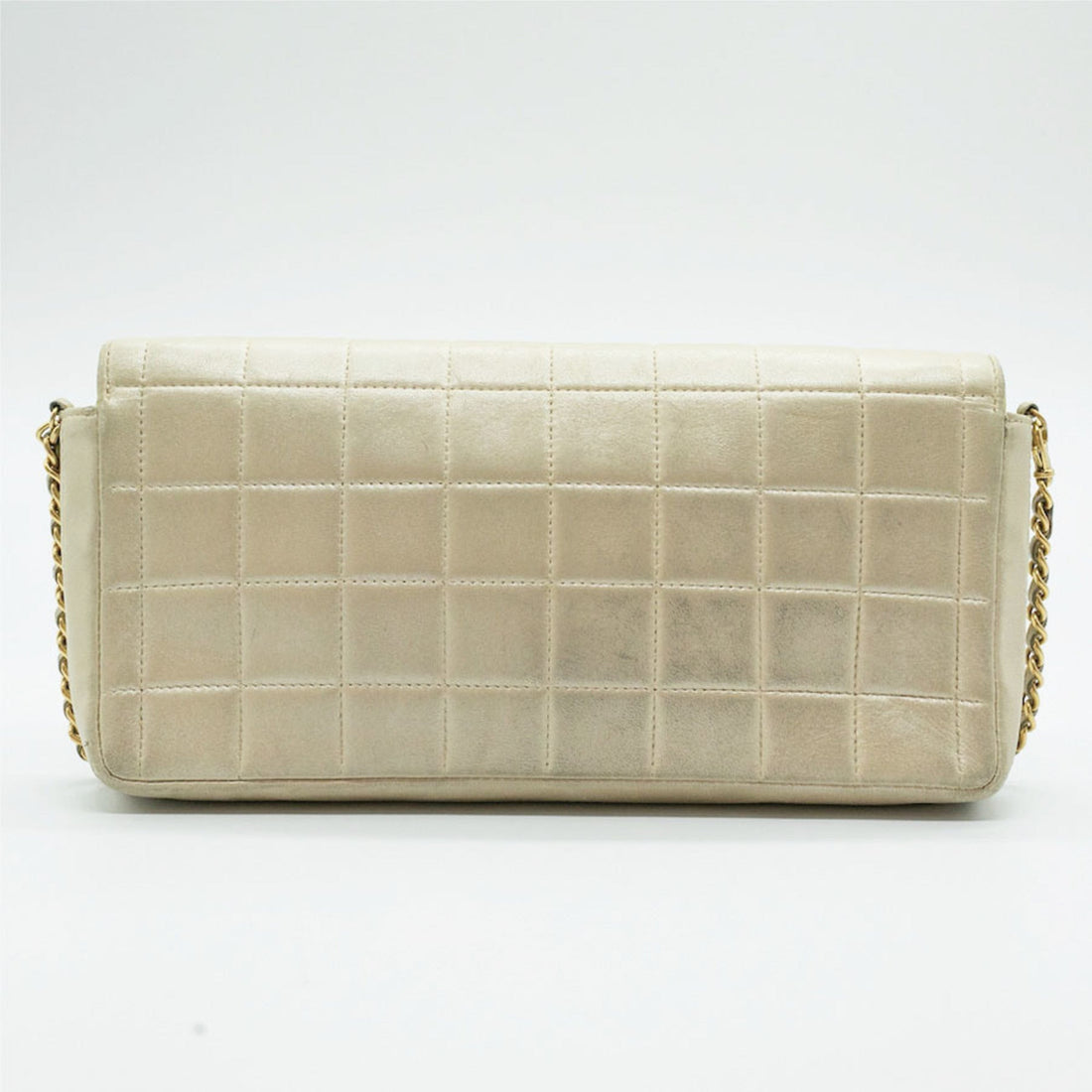 CHANEL Shoulder Bag Chocolate Bar Leather Champagne Gold Women's PD59