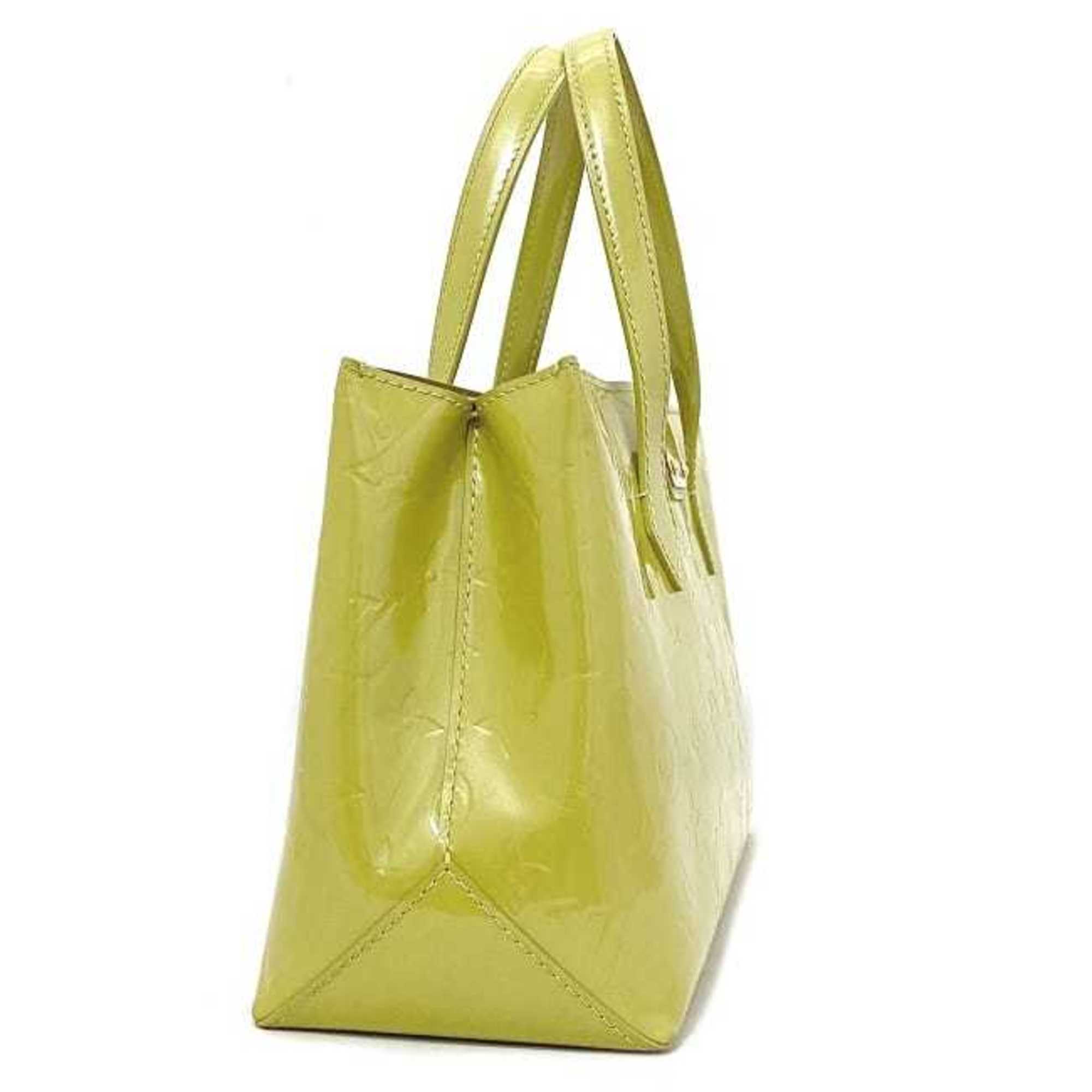 LOUIS VUITTON Handbag Wilshire PM Yellow Green Monogram Vernis M91643 Patent Leather M049  Embossed Enamel LV