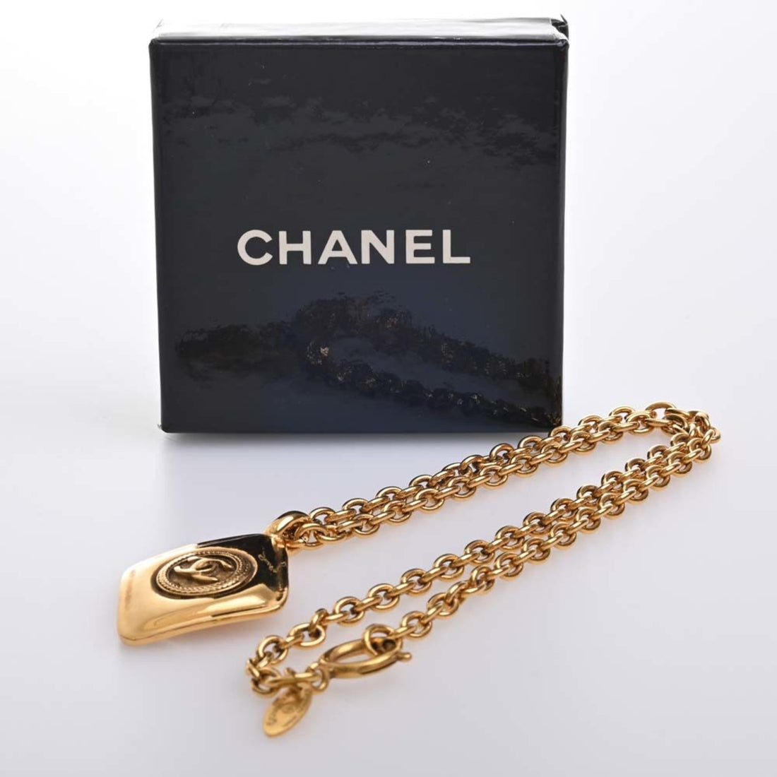 Chanel Cocomark Diamond Chain Necklace Gold Women's