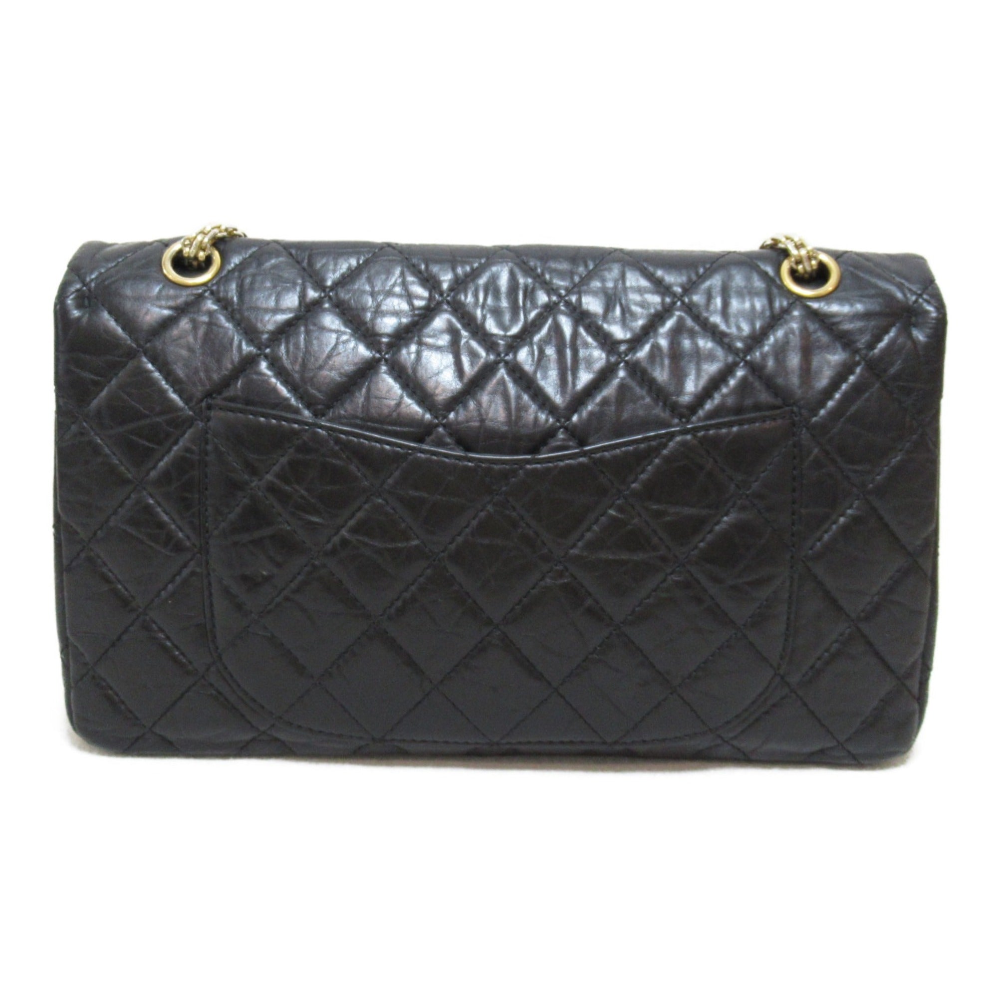 CHANEL 2.55 Maxi Matelasse Chain Shoulder Bag Black Calfskin [cowhide] A37590
