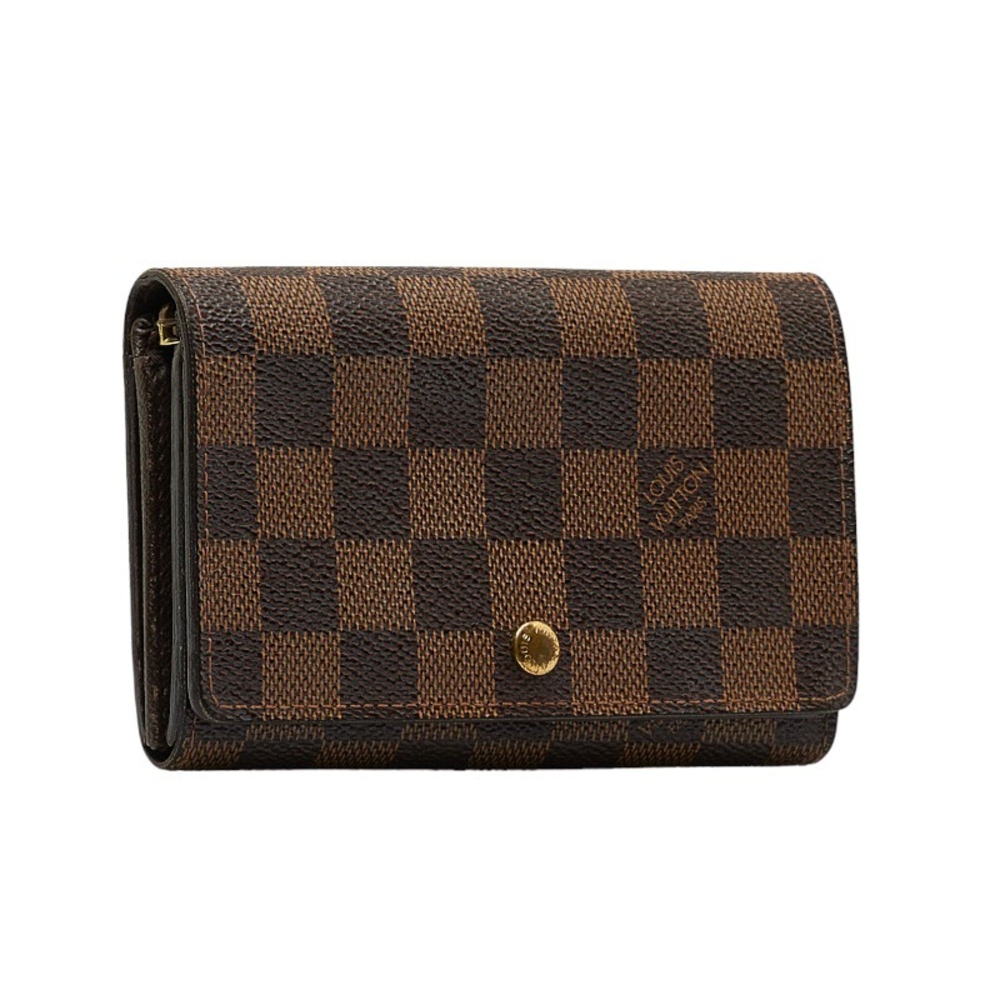 LOUIS VUITTON Damier Portomone Vietresor Bifold Wallet N61730 Brown PVC Leather Women's