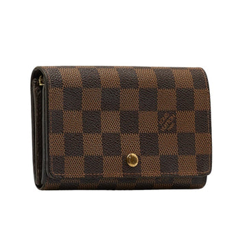 LOUIS VUITTON Damier Portomone Vietresor Bifold Wallet N61730 Brown PVC Leather Women's