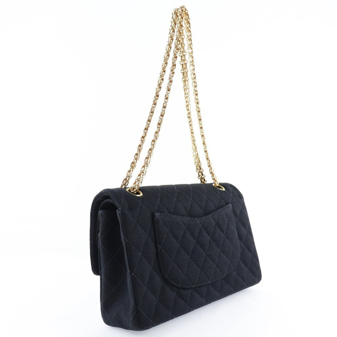 Chanel chain shoulder double flap matelasse cotton canvas black women's Bag