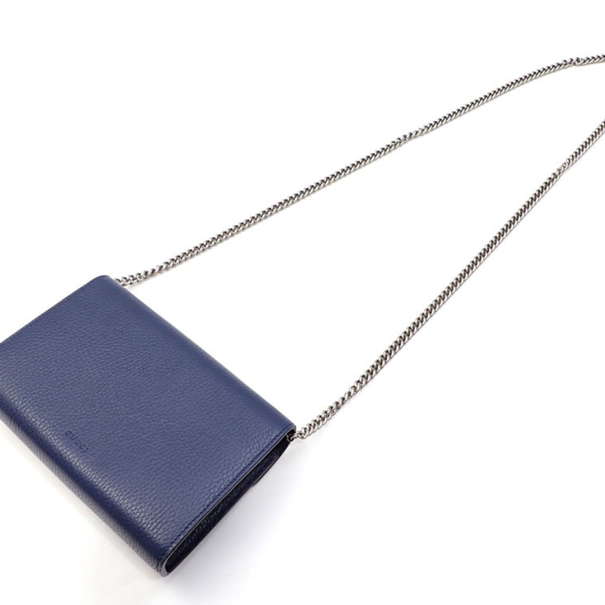 GUCCI Chain Shoulder Bag Dionysus Leather Women's Navy 401231 Tiger Head