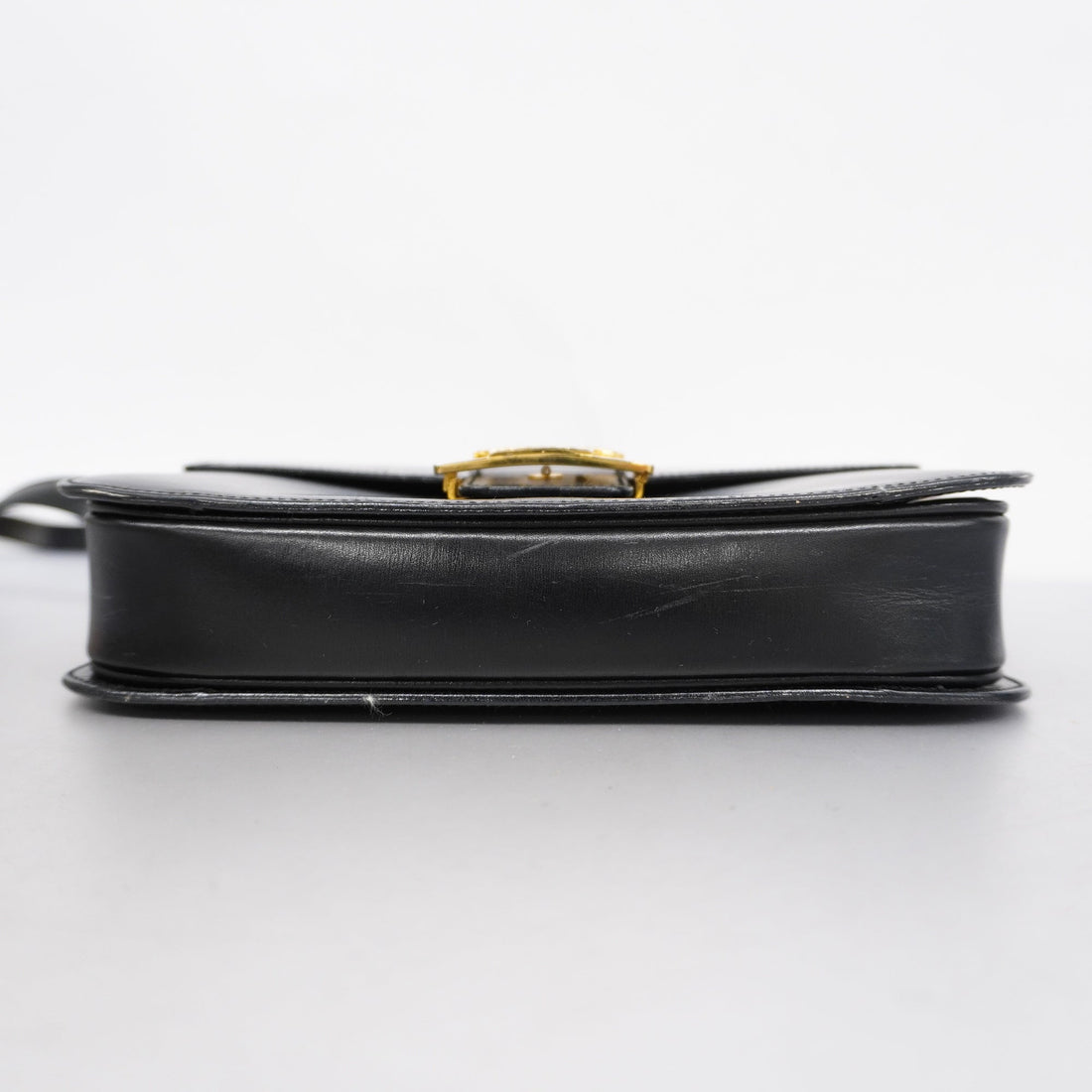 Celine  Carriage Metal Fittings Women's Leather Shoulder Bag Black