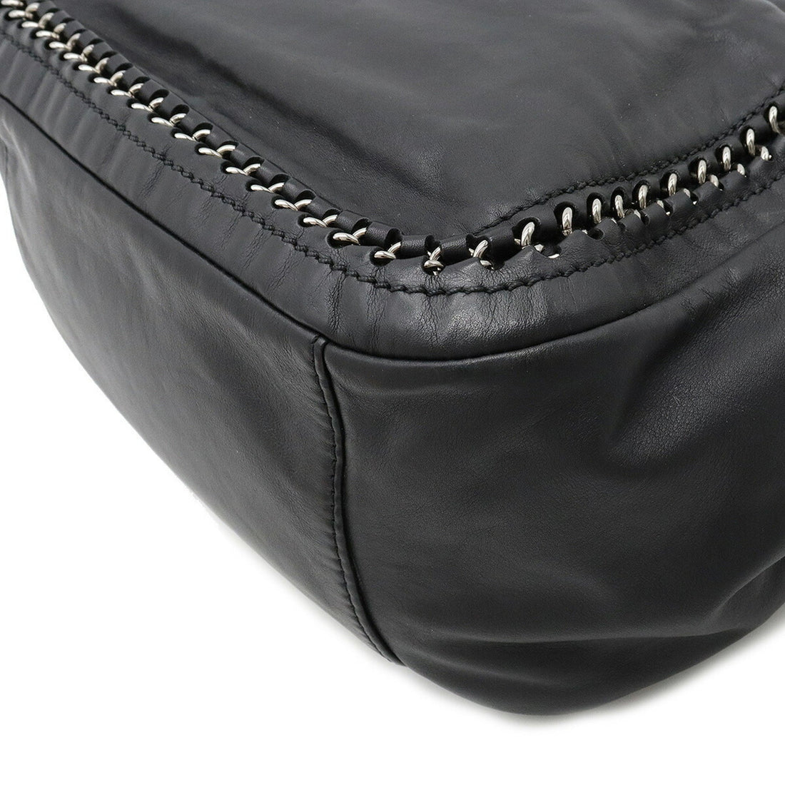 Chanel luxury line here mark shoulder Bag chain leather black