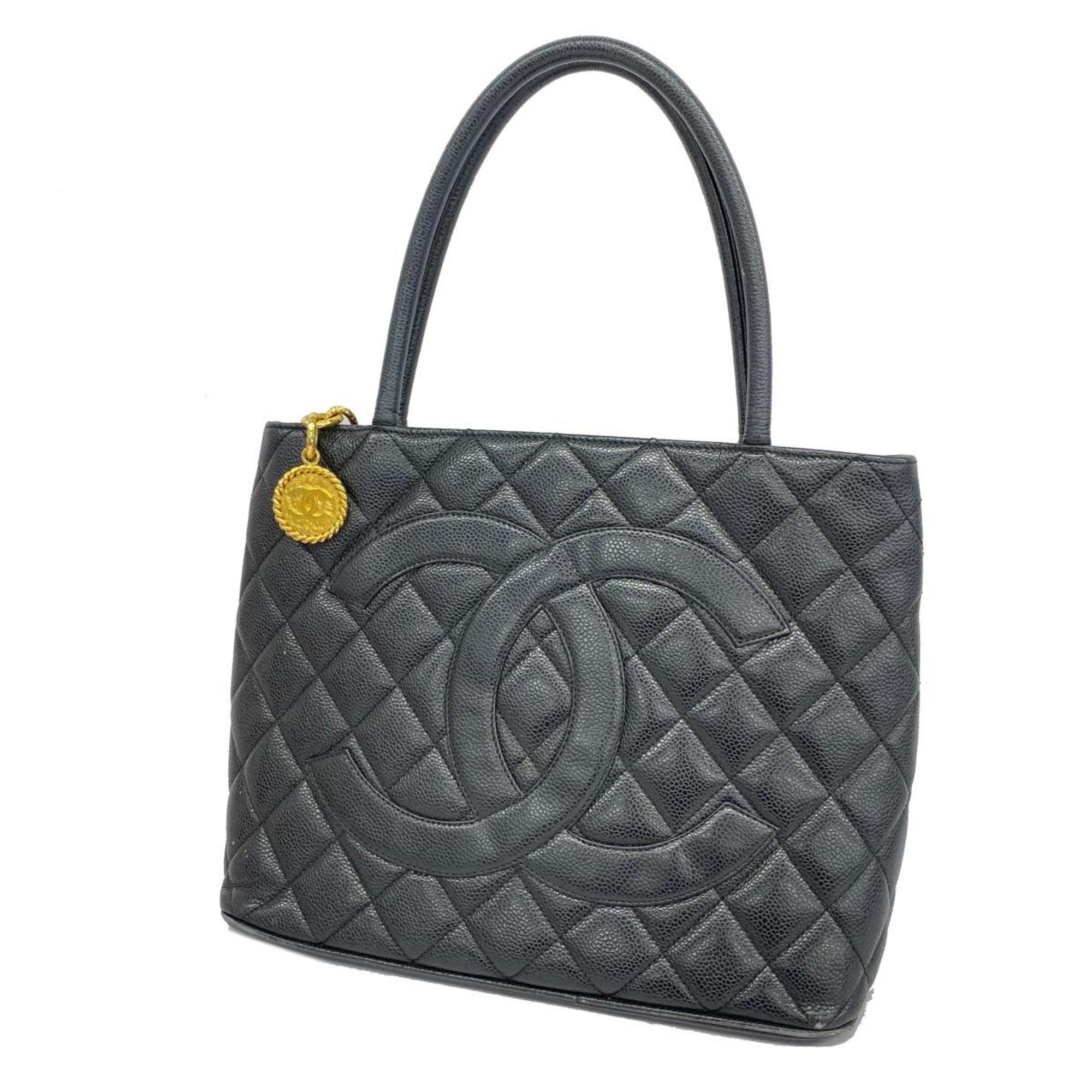 Chanel Tote Bag Reproduction Caviar Skin Black Women's