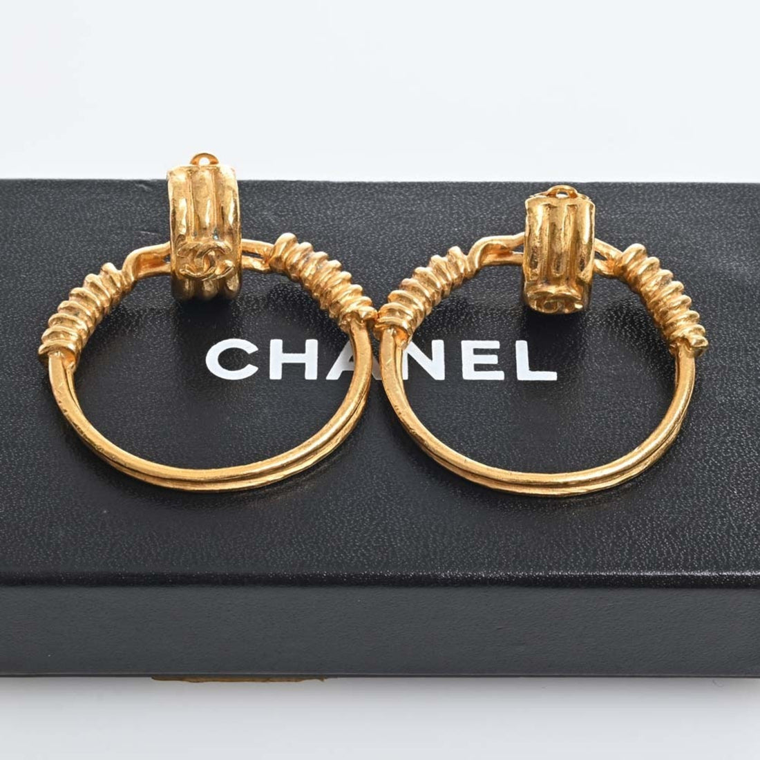 Chanel Cocomark hoop earrings gold ladies