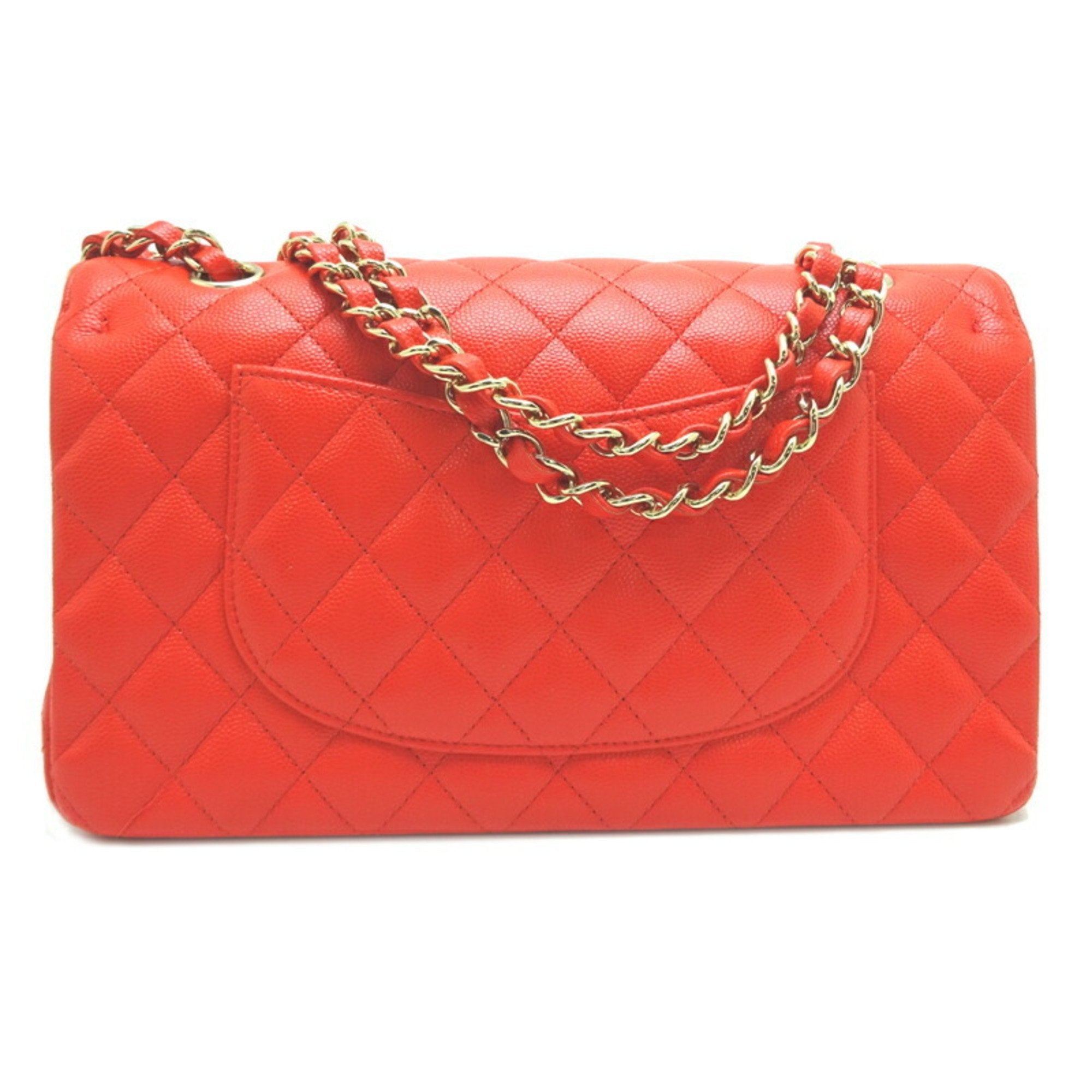 Chanel Matelasse 25 Chain Shoulder Women's Bag A01112 Caviar Skin Red