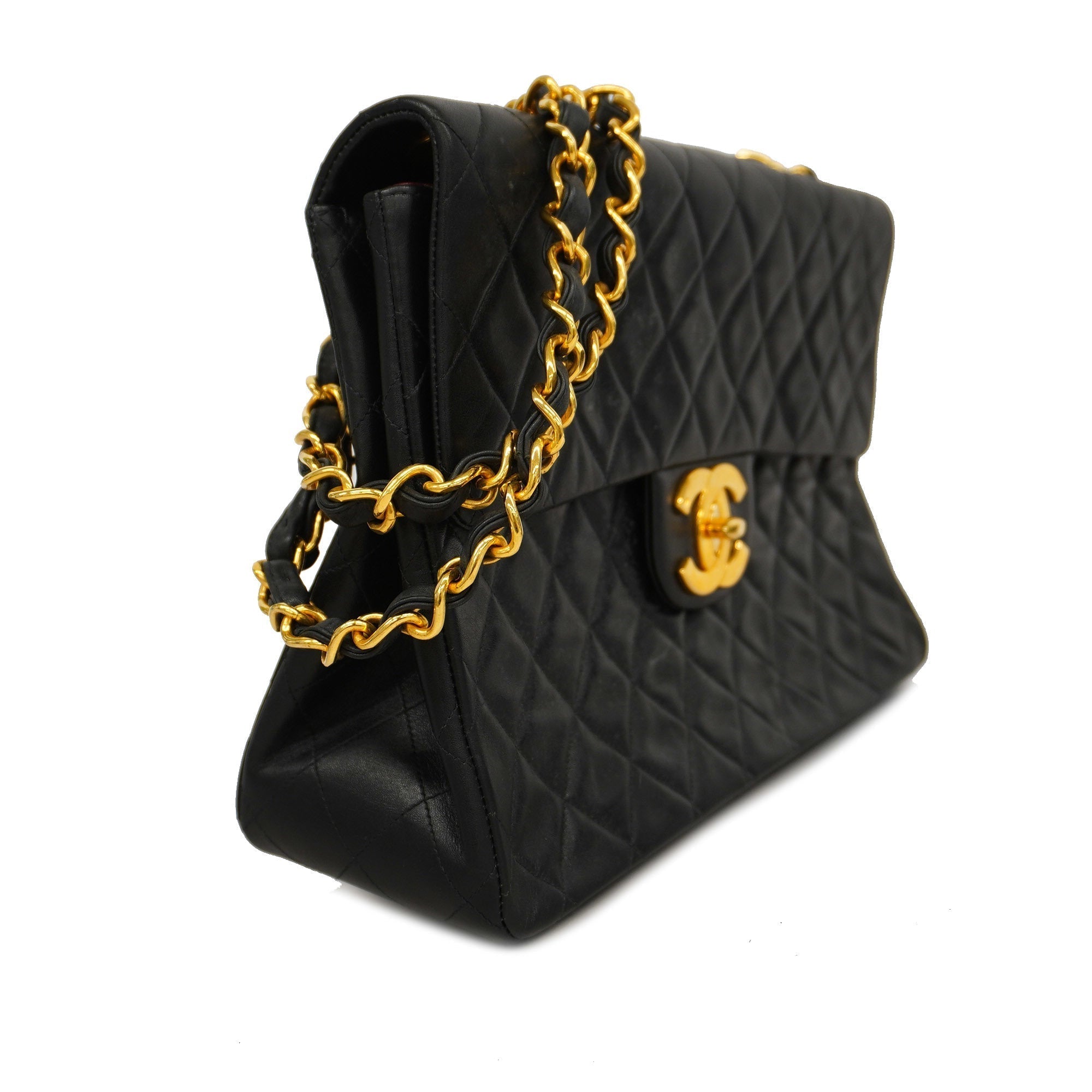 CHANEL   Matelasse Big Matelasse W Chain Women's Leather Shoulder Bag Black