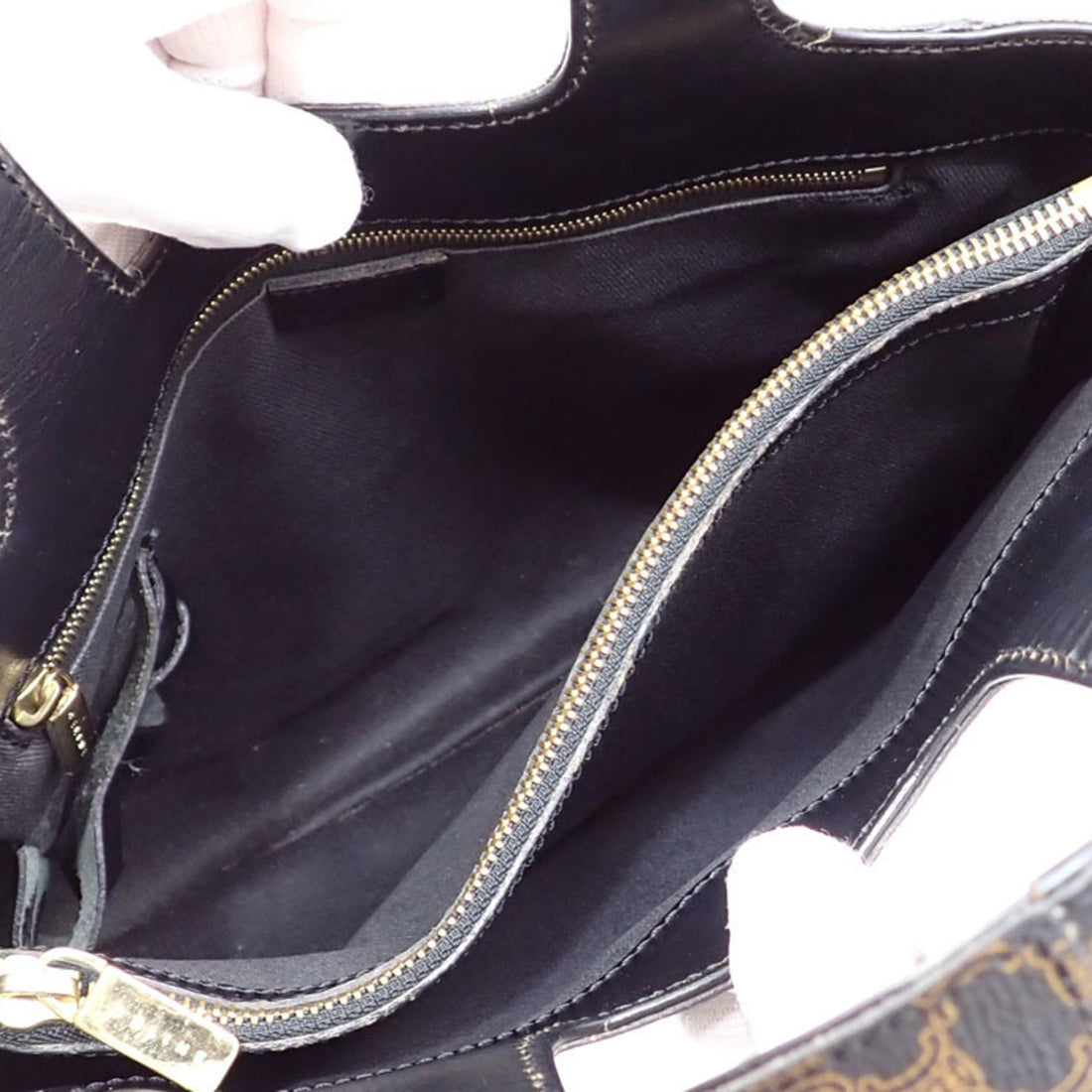 Celine Handbag Women's Black Brown PVC Leather Macadam