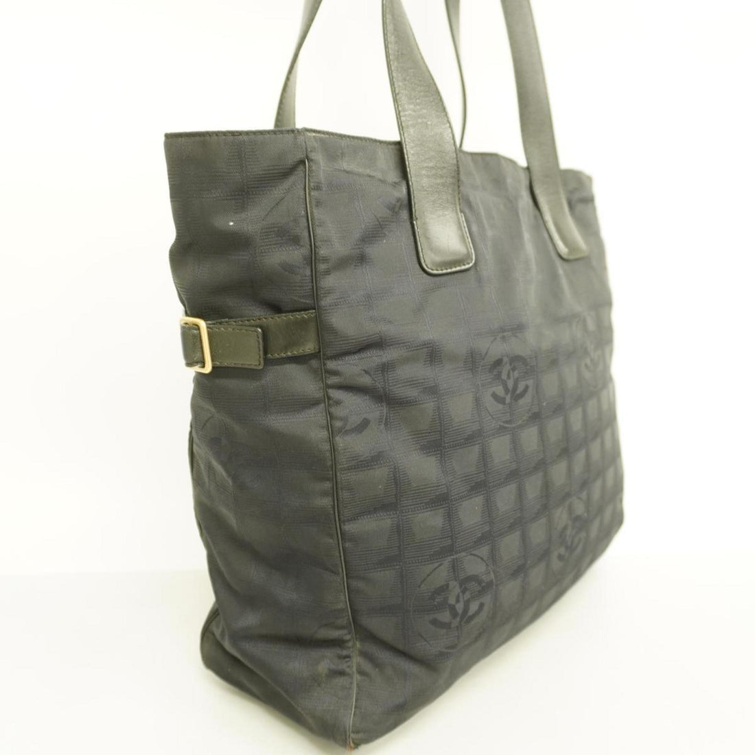 Chanel Tote Bag New Travel Nylon Black Champagne Women's