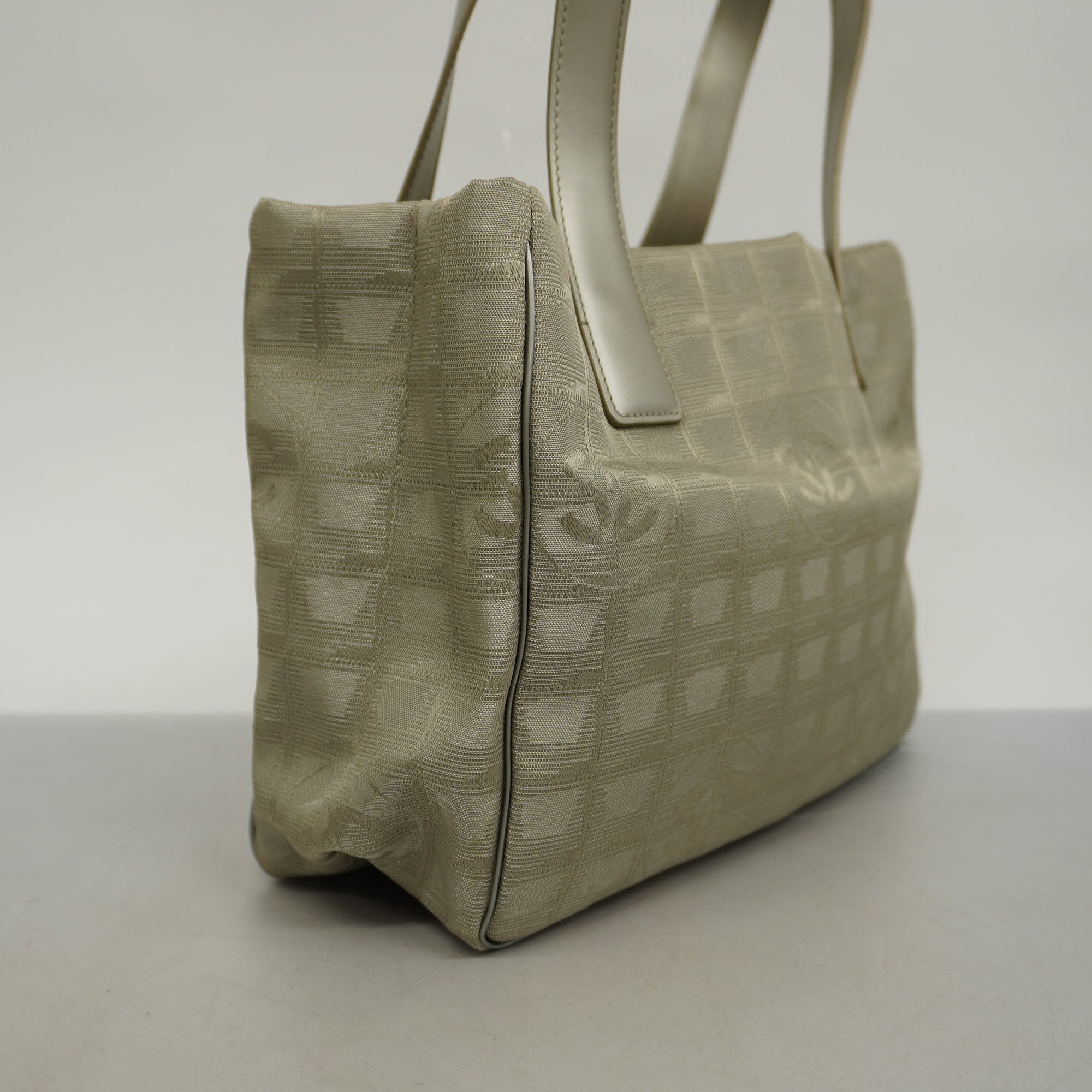 CHANEL   New Travel Line Women's Nylon,Leather Tote Bag Silver