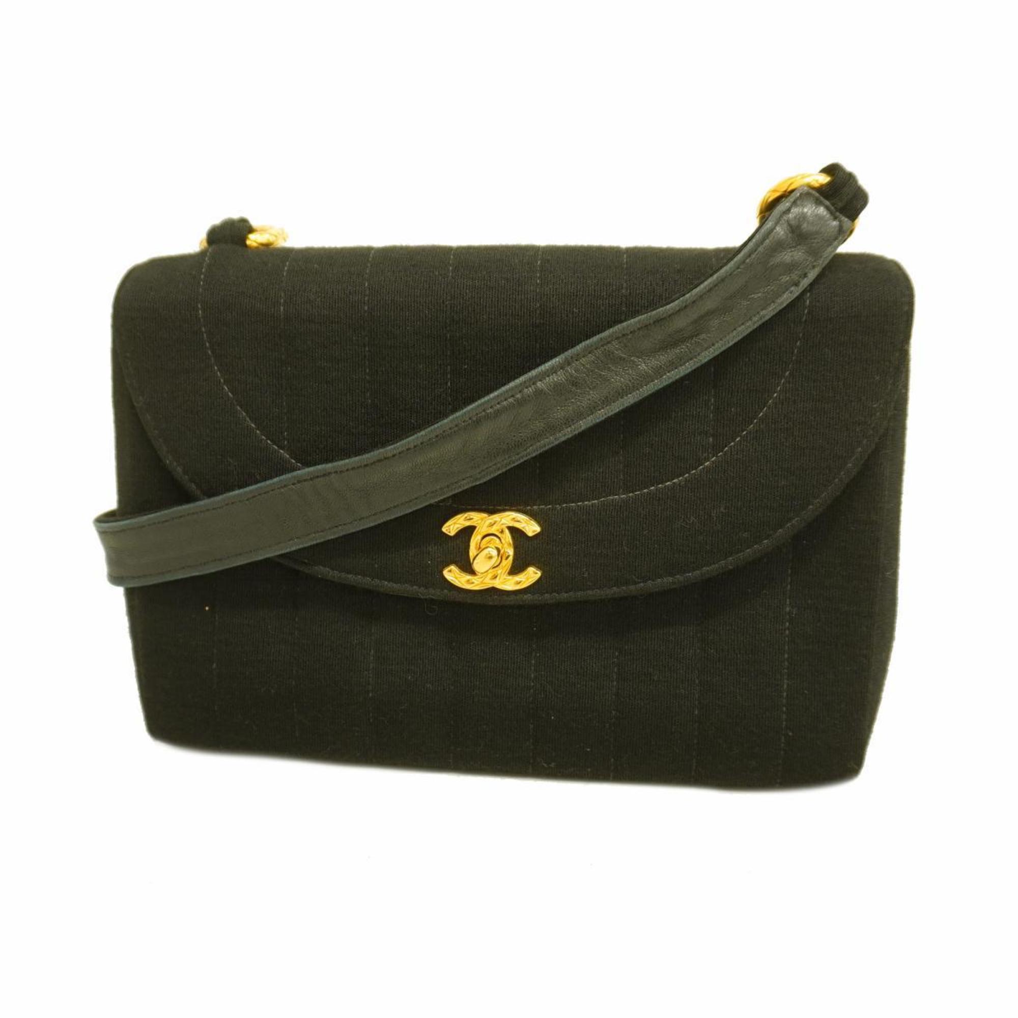 Chanel Shoulder Bag Brilliant Mademoiselle Cotton Black Women's
