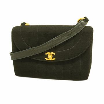 Chanel Shoulder Bag Brilliant Mademoiselle Cotton Black Women's